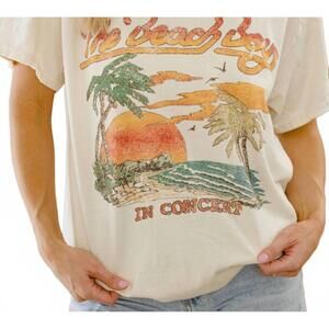 NEW LIVYLU beach boys in concert thrifted graphic tee in off white